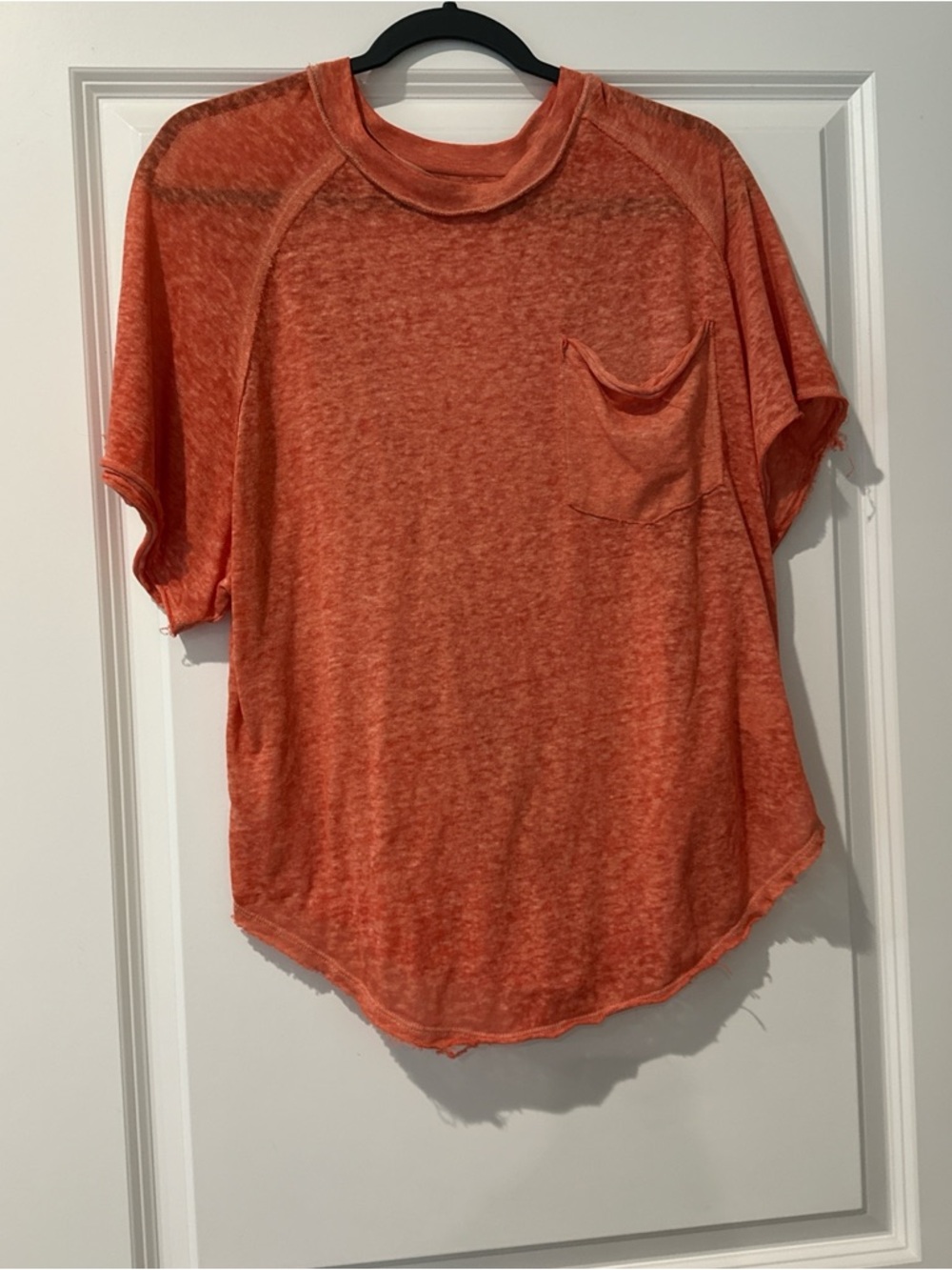We The Free Washed Coral Tee with Chest Pocket